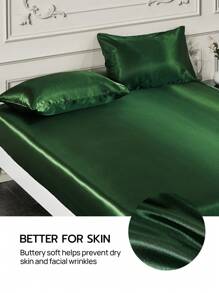 2 piezas de funda de almohada de satén sedoso premium, suave y transpirable, sin arrugas, mejor para el cabello y la piel durante el sueño, fundas de almohada sin relleno, verde oscuro, certificado Oeko-Tex