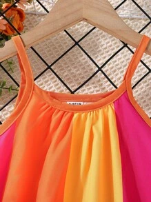 SHEIN Young Girl Colorblock Cami Dress - Multicolor - View 7