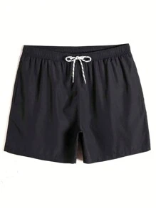 Manfinity Swimmode Men Solid Color Drawstring Beach Shorts, Suitable For Beach Vacation Or Swimming Pool Wear (2 Pieces In Pack)