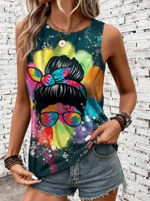 LONESS Summer Casual Figure Graphic Loose Fit Tank Top