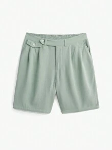 Manfinity VCAY Pantalones cortos casuales tejidos en unicolor minimalista para uso diario para hombres - Verde - Ver 2