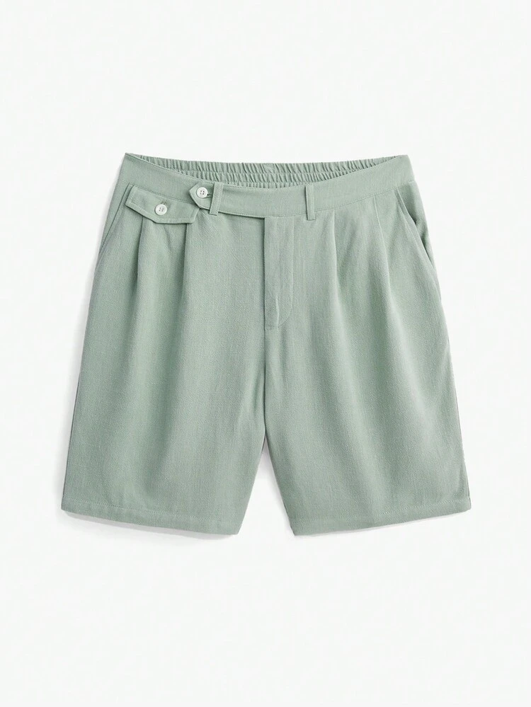 Men Minimalist Solid Color Weave Casual Shorts For Daily Wear
