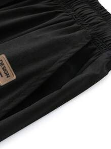 Men's Loose Straight Wide-Legged Pants Made Of Ice Silk Fabric, Simple And Versatile, Suitable For Spring And Autumn, For Fall - Black - View 5