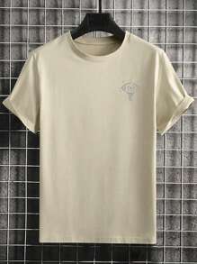Nam Mắt & In hoa Áo thun - Màu Khaki - Xem 2