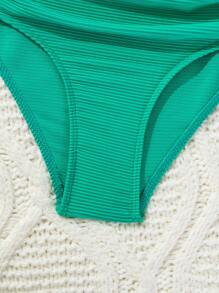 Swim Vcay 女士夏季服装女士时尚夏季假日风格海滩比基尼套装泳装套装，两件套比基尼套装，夏季海滩 - 墨綠色 - 查看 4