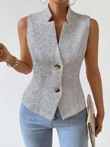 Chiquease Áo vest nữ có vạt áo một nút đơn dành cho doanh nhân cho mùa xuân và mùa hè - Màu Xám nhạt - Xem 1