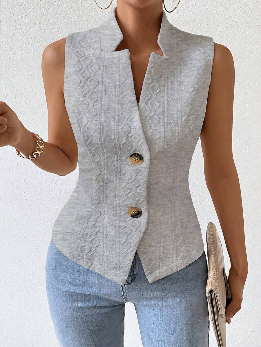 Chiquease Áo vest nữ có vạt áo một nút đơn dành cho doanh nhân cho mùa xuân và mùa hè - Màu Xám nhạt - Xem 1