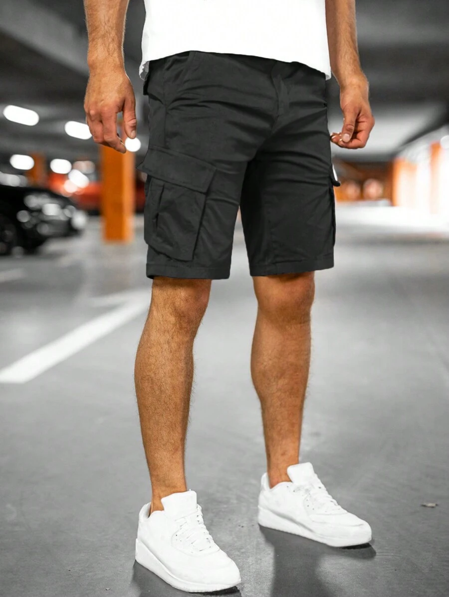 Manfinity Homme Men Flap Pocket Cargo Shorts - Black - View 1