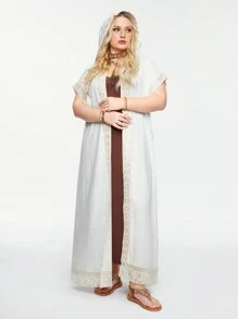 ROMWE Hippie Bohemian Hooded Sunscreen Holiday Mesh Cover Up