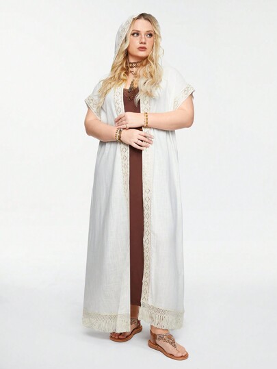 Hippie Bohemian Hooded Sunscreen Holiday Mesh Cover Up