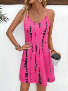 SHEIN LUNE Vestido de tirantes de moda para mujer con estampado aleatorio - Rosa - Ver 4