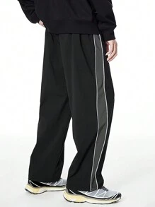 Manfinity Dauomo Men Color-Block Straight Leg Loose Fit Casual Pants For Daily Wear