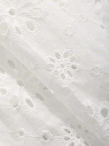 FRIFUL 女士 V 领镂空刺绣纯色宽松连衣裙太阳裙