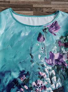 SHEIN LUNE Damen Rundhals bedrucktes lässig Frühling/Sommer Kurzarm Shirt