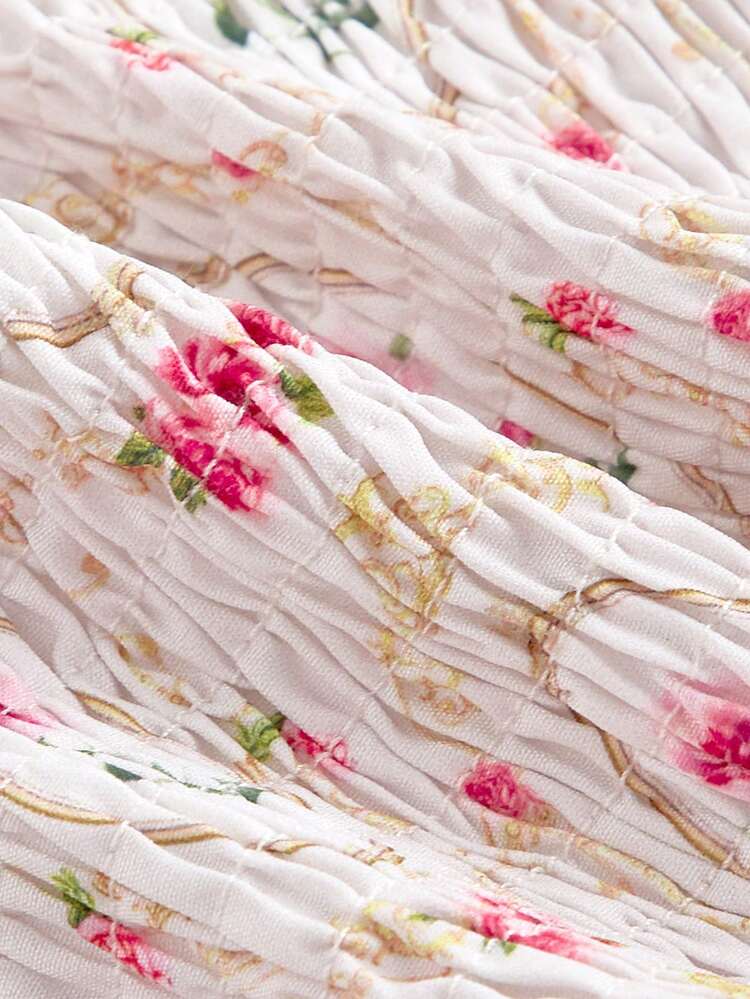 Country Concert Summer Vintage Floral Wallpaper Print Summer Strapless Top