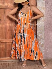 SHEIN Holidaya Plus Size Nữ Mùa Hè In Cà Vạt Áo Dài Thường Ngày - Rỉ Nâu - Xem 4