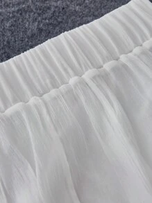 SHEIN LUNE Damskie, wiosenno-letnie, eleganckie, jednolite, przezroczyste spodnie z szerokimi nogawkami - Biały - Zobacz 5
