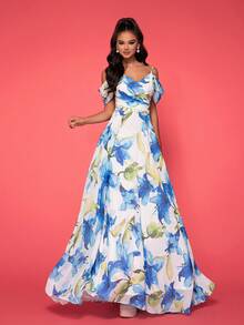 New Arrivals Chiffon Luxury Unique Elegant Cocktail Party Evening Dress - Baby Blue - View 5