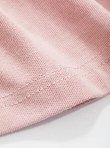 DAZY Women Solid Color Asymmetric Pleated T-Shirt - Pink - View 7