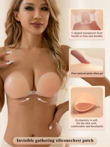 Thick Silicone Self-Adhesive Nipple Cover Boob Pads - Apricot - View 1