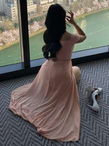 DAZY 女性時尚優雅流暢連衣裙 - 粉色 - 查看 9