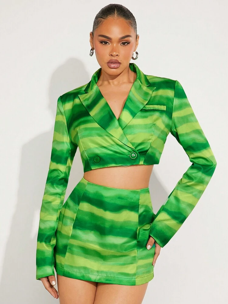 Open Back Mini Blazer & Mini Skirt Two Pieces