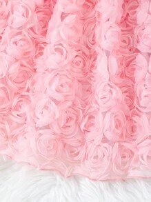 Vestido sin mangas con cuello en V y decoración de flor 3D para niñas preadolescentes - Rosa - Ver 6