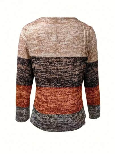 INAWLY เสื้อยืดลายกราฟิกแขนยาวแบบเฟรนท์ซิปคอลัมน์สีสำหรับผู้หญิงใส่ในฤดูใบไม้ผลิและใบไม้ร่วง