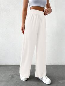 EURMUSE Women Beige Comfy Comfort Relaxed Relax Fit Pant - White - View 3