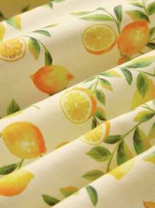 Cozy Pixies Baby Girl Casual Lemon Printed Square Neck Ruffle Waist Mini Dress - Green - View 3