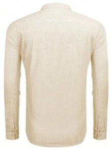 Áo thun Henley nam cổ điển họa tiết đồng xu, màu trơn, tay xắn - Nhẹ, thoáng khí, đa năng, phù hợp cho mọi mùa. - Màu Khaki - Xem 2