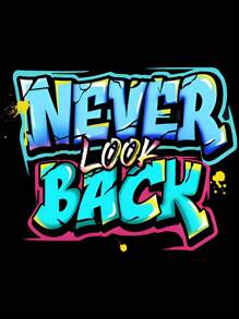 Chiquease Women Simple Printed Round Neck Short Sleeve Summer T-Shirt NEVER LOOK BACK Graphic Tees Women Tops