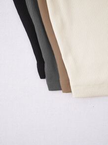 Flirla Plus 4pcs Solid Ribbed Knit Tank Top - Multicolor - View 4