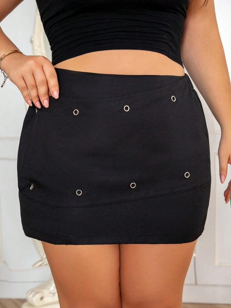 Plus Size Summer Sexy Solid Color Bodycon Mini Skirt