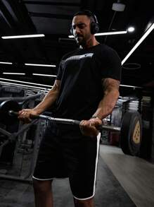 Áo thun thể thao nam cổ tròn tay ngắn in họa tiết đầu bò sọc mùa hè phong cách bạn trai - màu đen - Xem 6