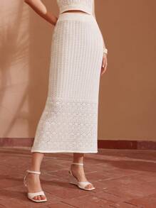 MOTF PREMIUM POINTELLE KNIT SOLID SKIRT - White - View 6