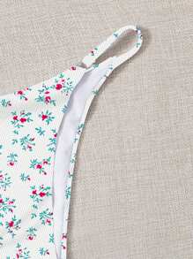 SHEIN Swim Random Floral Printed 2-Piece Bikini Set For Vacation, Beach And Pool,Summer Beach - Red and White - View 4