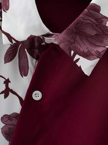 Manfinity Homme Men 2pcs Contrast Flower Print Shirt & Shorts Casual Summer Set Random Print