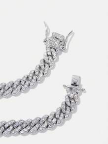 SHEIN X SAMADHI SHEIN ICON Collar con cadena de aleación en forma de corazón de estrás con circonia cúbica rosa