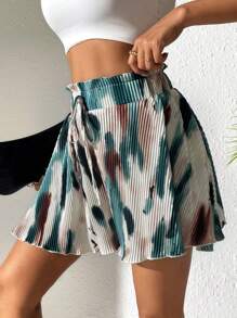 Breezaya 百摺紋抽象印花短裙褲，春季/夏季 - 彩色 - 查看 4