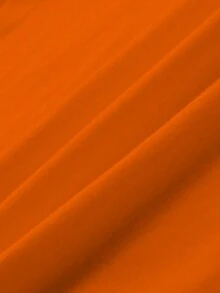 SHEIN LUNE 大尺碼女士夏季標語印花圓領短袖休閒 T 恤連衣裙 - 橘色 - 查看 3