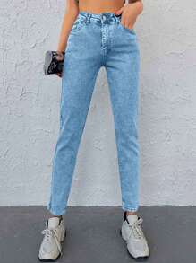 Cloudara Zipper Fly Tapered Jeans - Light Wash - View 4