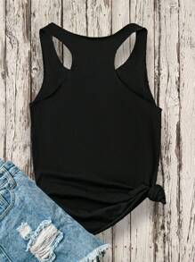 SHEIN EZwear American Retro Guitar Print Casual Tank Top For Women, Summer