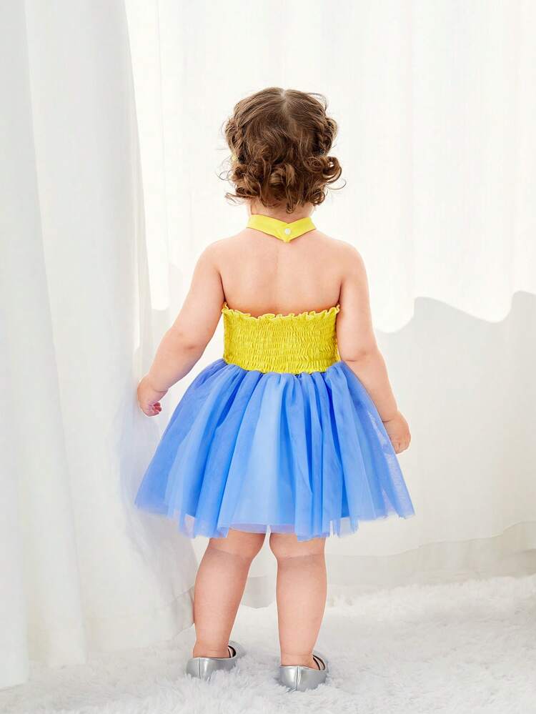 Bowknot Mesh Dress For Baby Girls