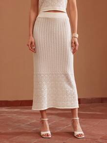 MOTF PREMIUM POINTELLE KNIT SOLID SKIRT - White - View 7