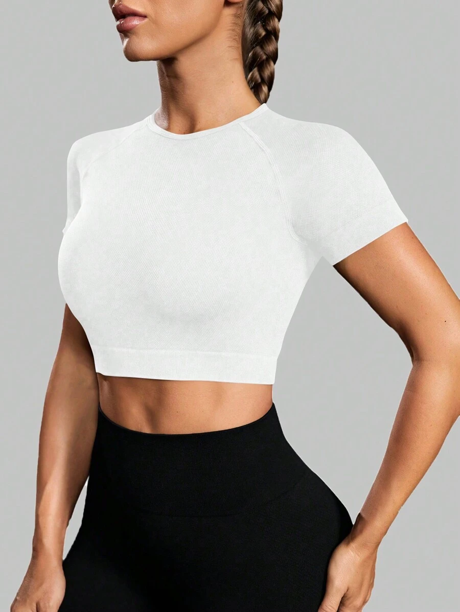 SHEIN Sports 女士时尚纯色无袖运动 T 恤健身背心健身上衣健身背心 - 白色 - 查看 1