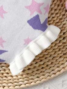 Baby Girl Summer Pentagram Pattern Knitted Tank Top And Woven Shorts Set