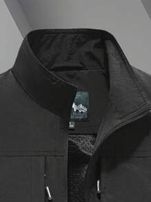 男士休闲立领黑色马甲，适合春夏秋季穿着