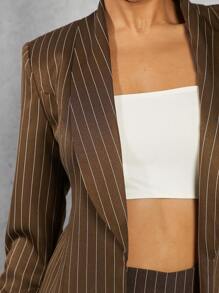 Hauture Blazer De Cuello De Chal Con Estampado A Rayas Y Shorts