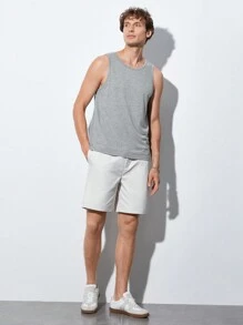 GENTILAND Men Solid Color Knitted Casual Tank Top For Summer